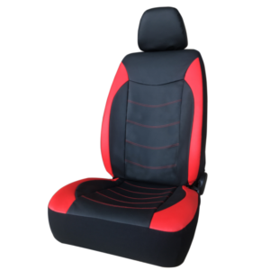 Premium synthetic leather seat cover with red accents