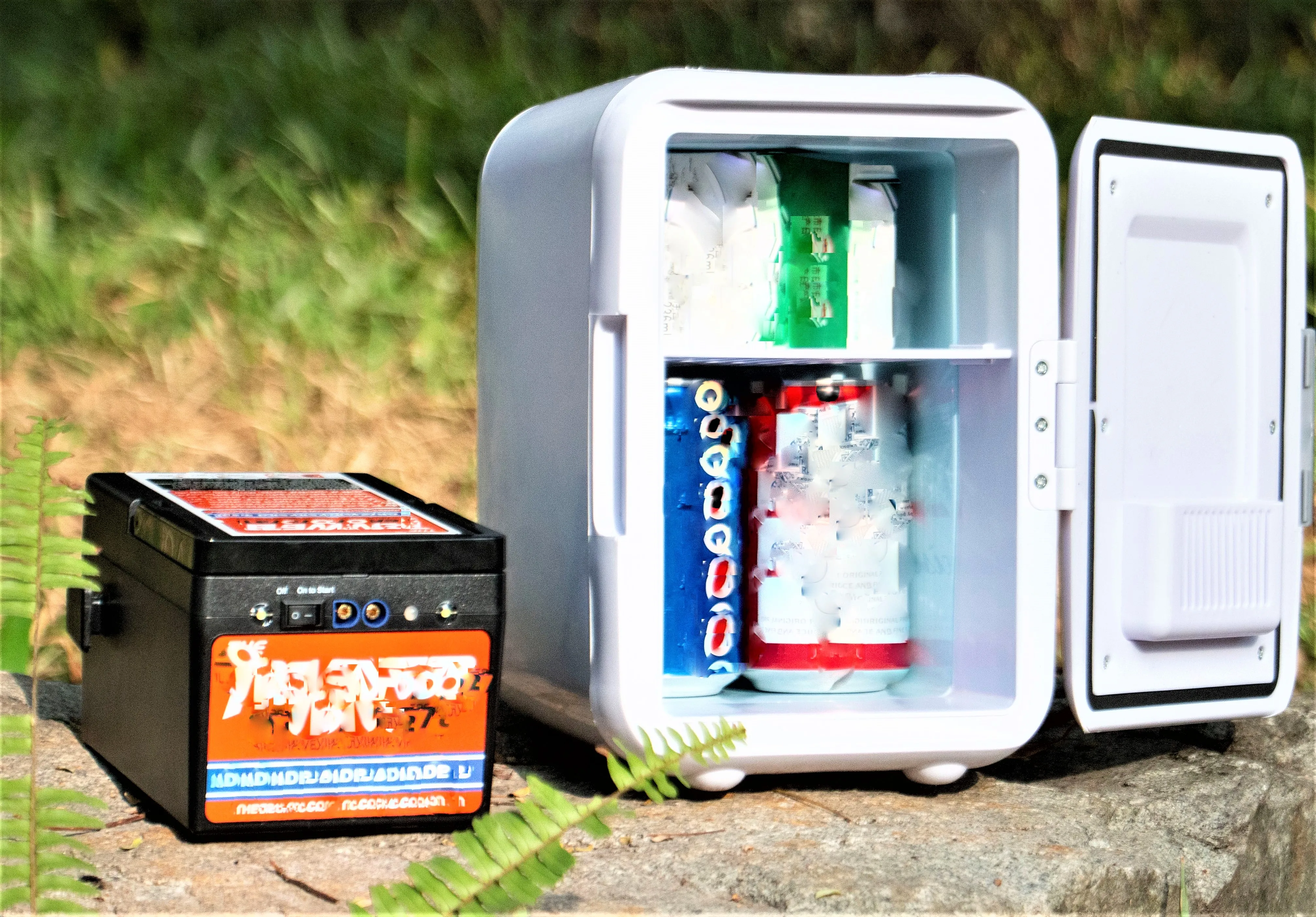 Jump starter powering a portable car refrigerator