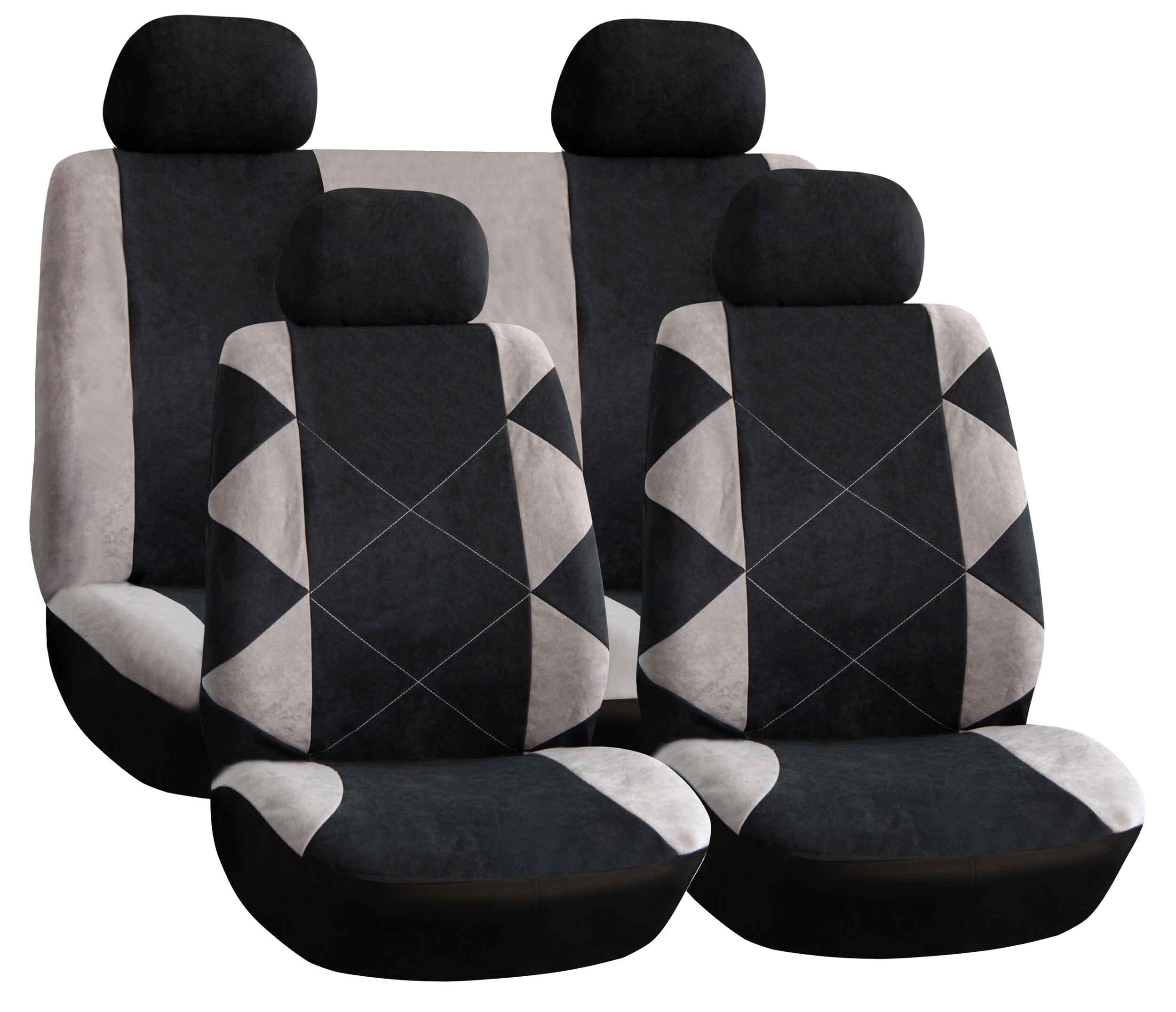 Diamond Pattern Polyester Car Seat Cover Set
