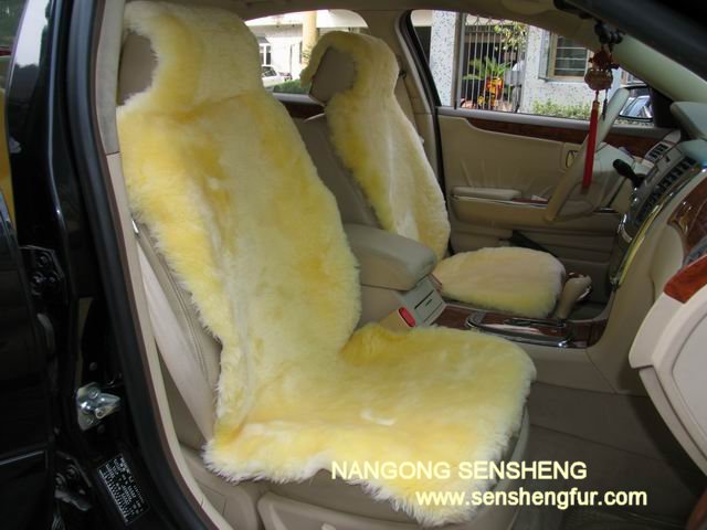 Beige Sheepskin Car Seat Cover