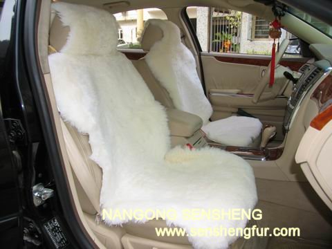 White Plush Car Seat Cover