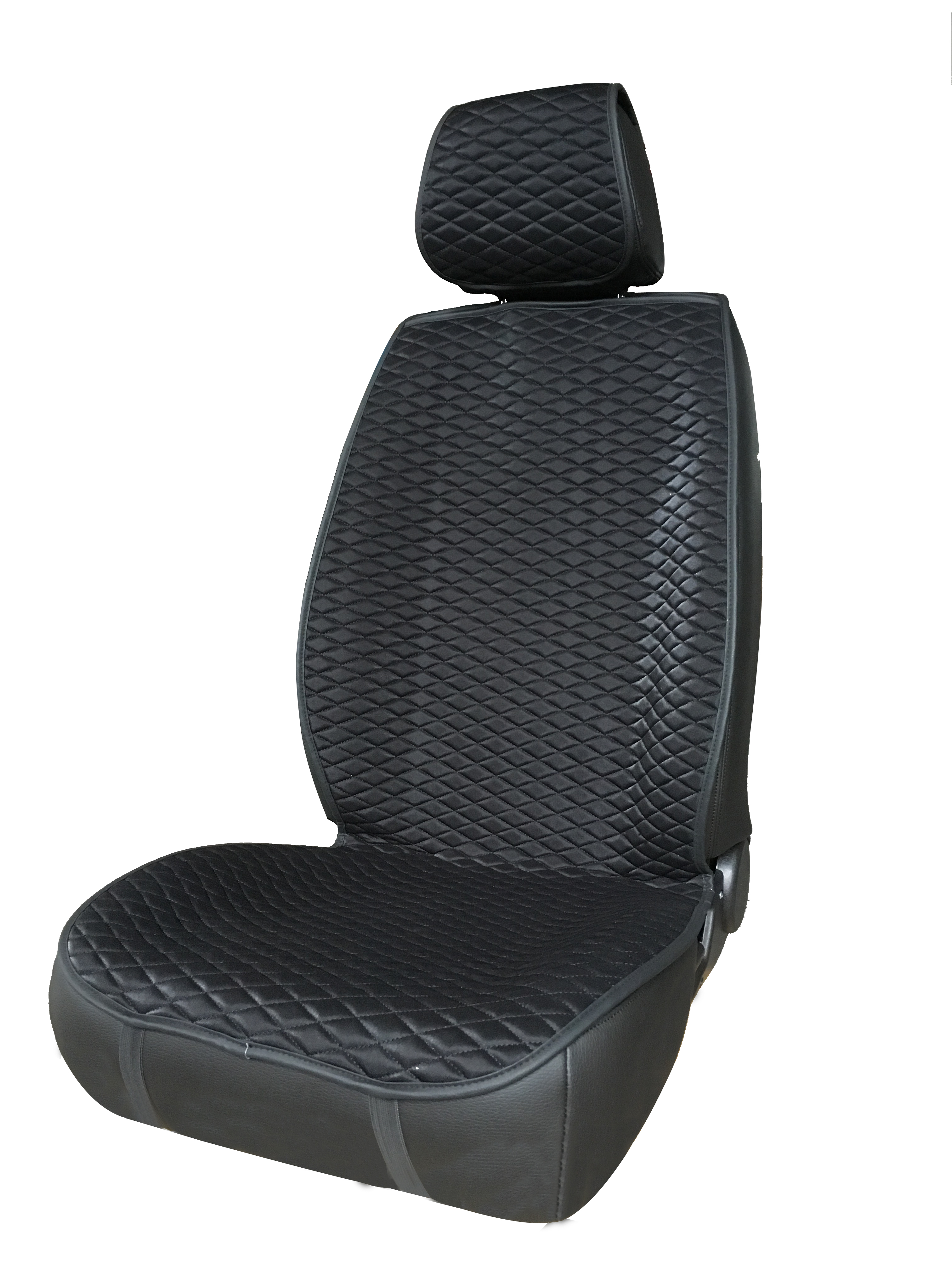 Quilted Leatherette Car Seat Cushion with Headrest