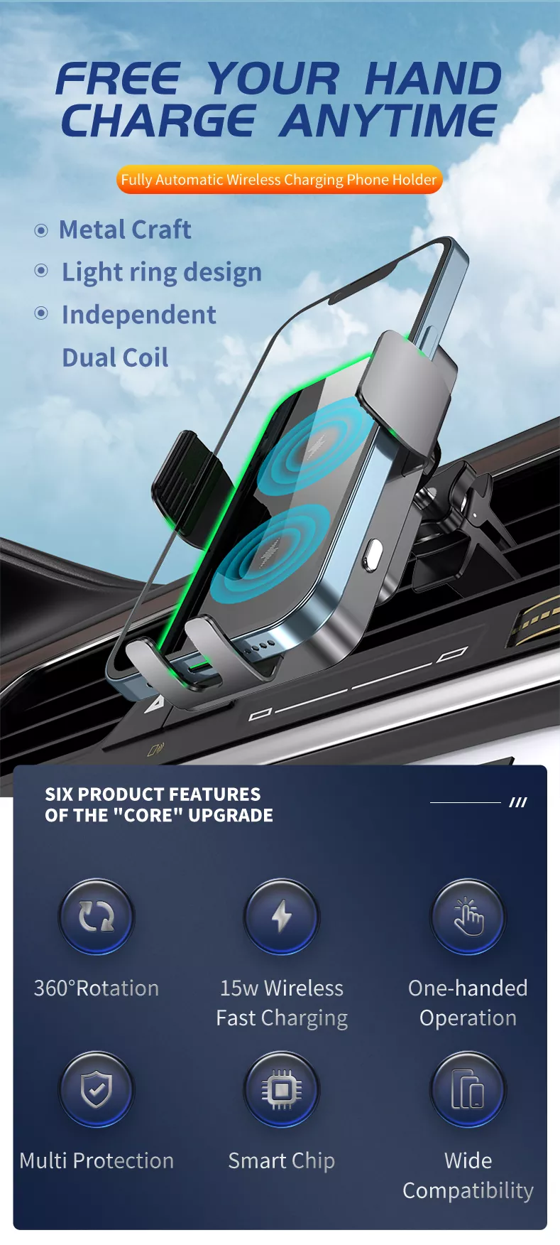 Six core product features of the wireless phone holder