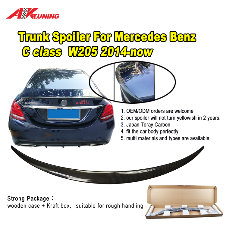 Carbon Fiber Racing Trunk Spoiler Wing fits for Mercedes Benz C Class W205 2014 on - Image 2