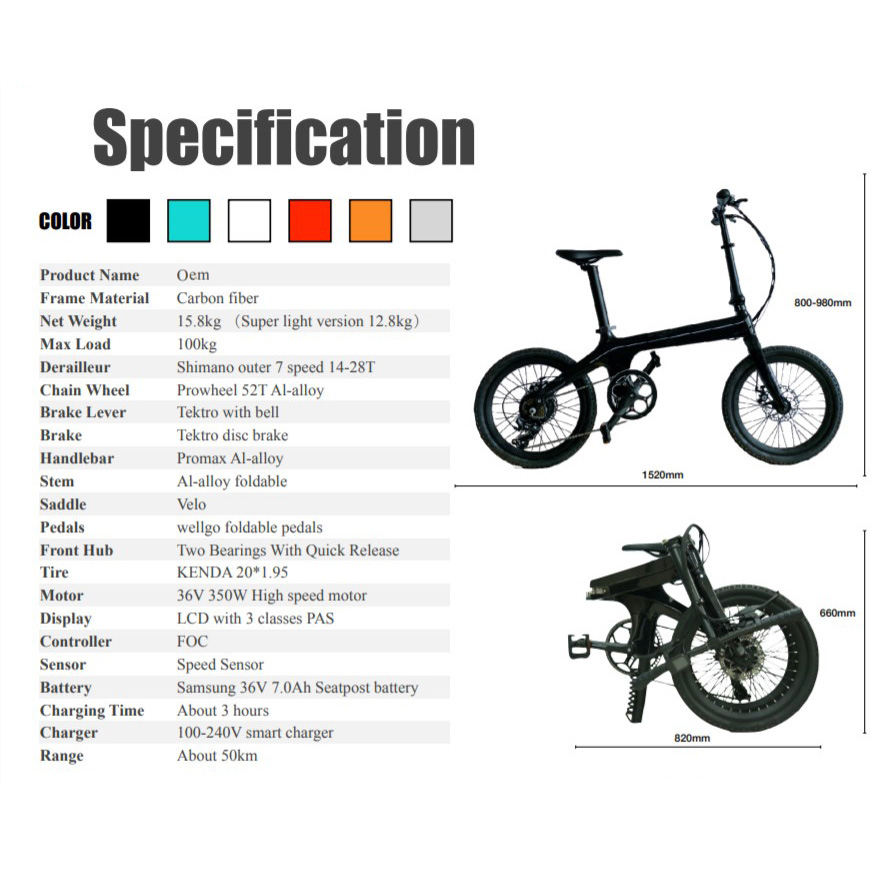 Folding Carbon Fiber Electric Bicycle