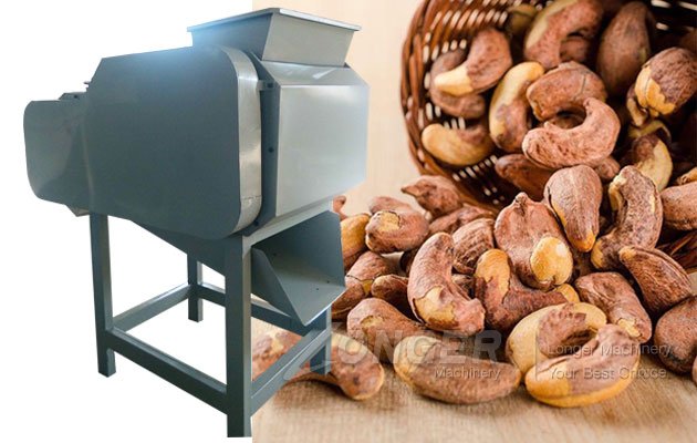 Industrial cashew nut shelling machine with robust frame and automated feeding system