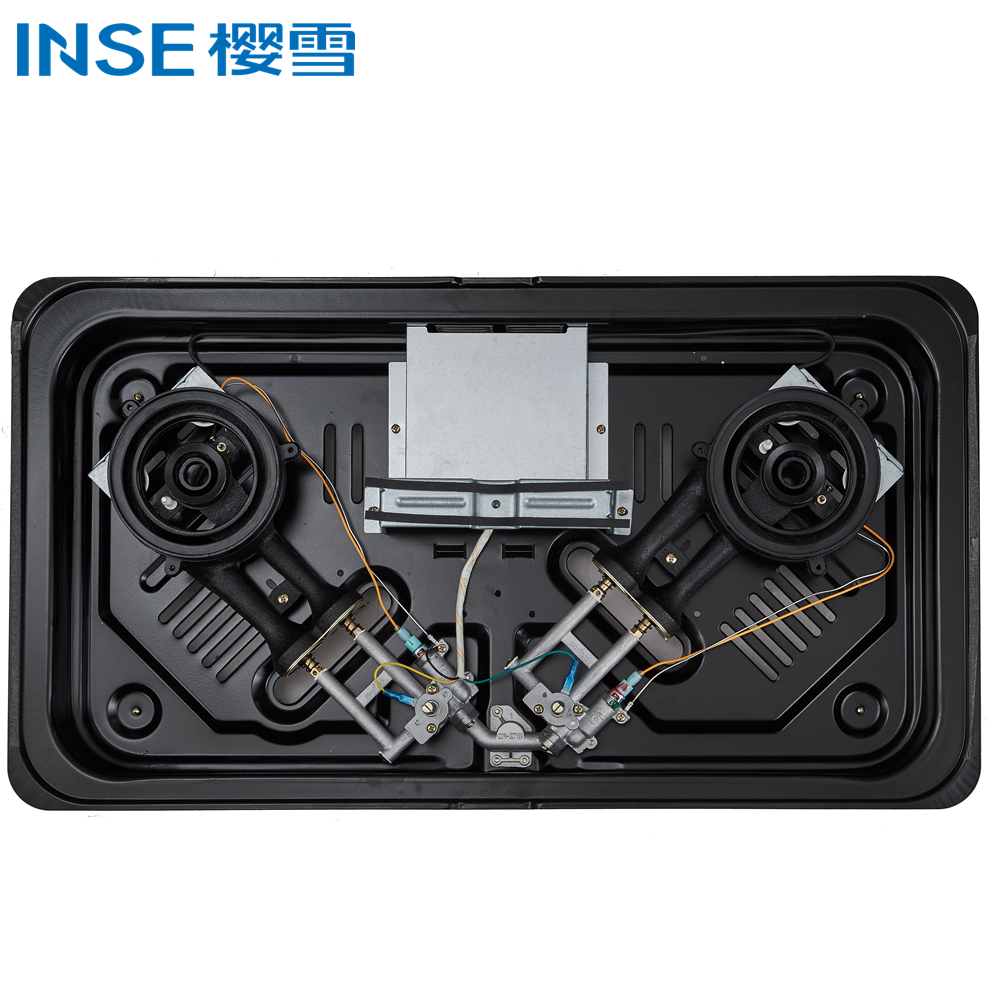 Two-Burner Cast Iron Gas Cooktop with Stainless Steel Panel