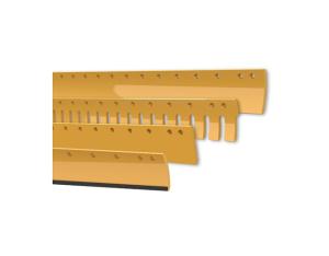 Assorted cutting edges and end bits for bulldozers