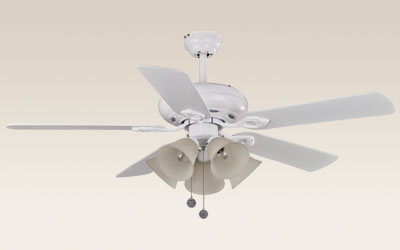 White Finish Ceiling Fan with Light