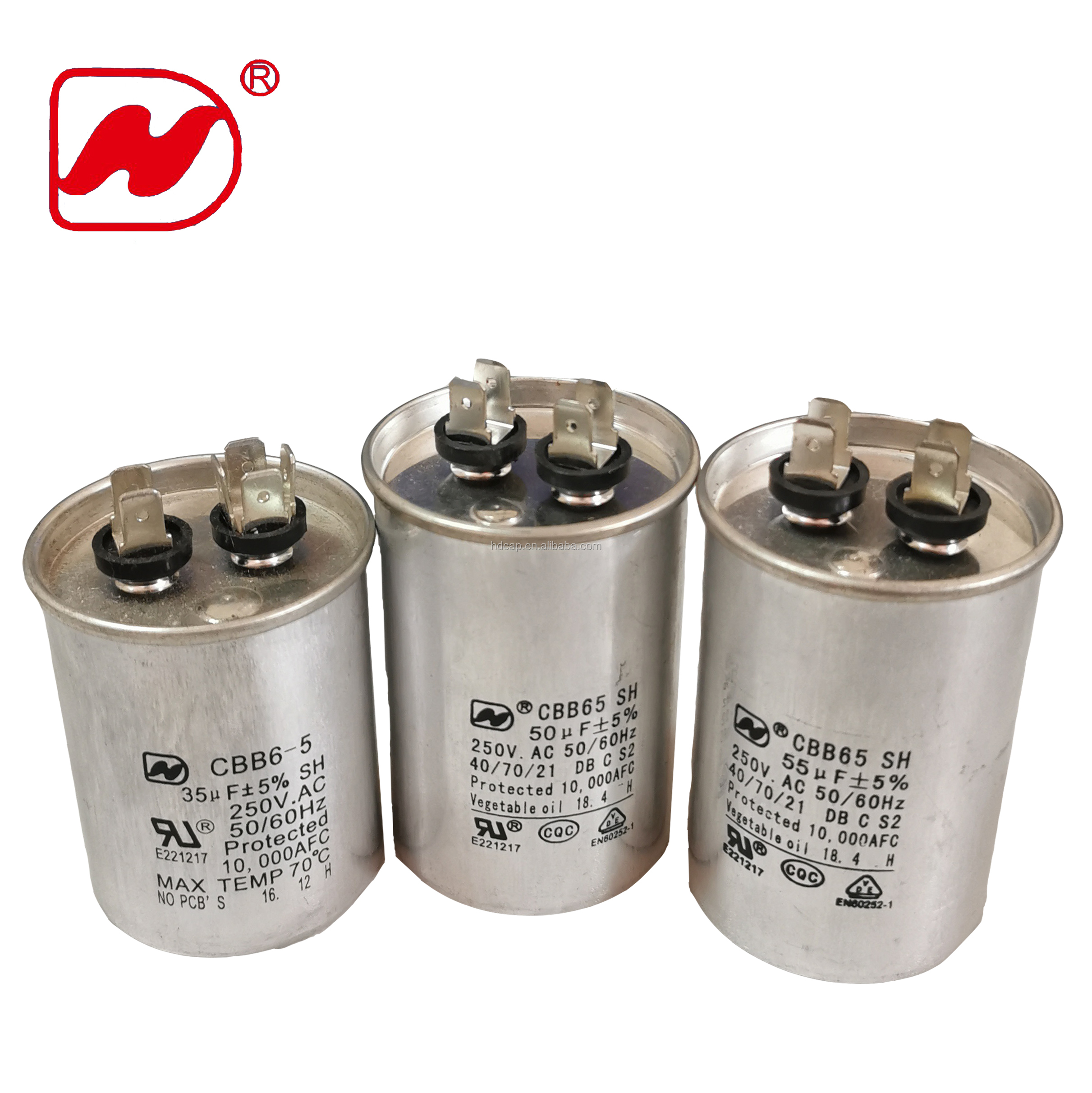 CBB65 SH series capacitors with 250V AC rating
