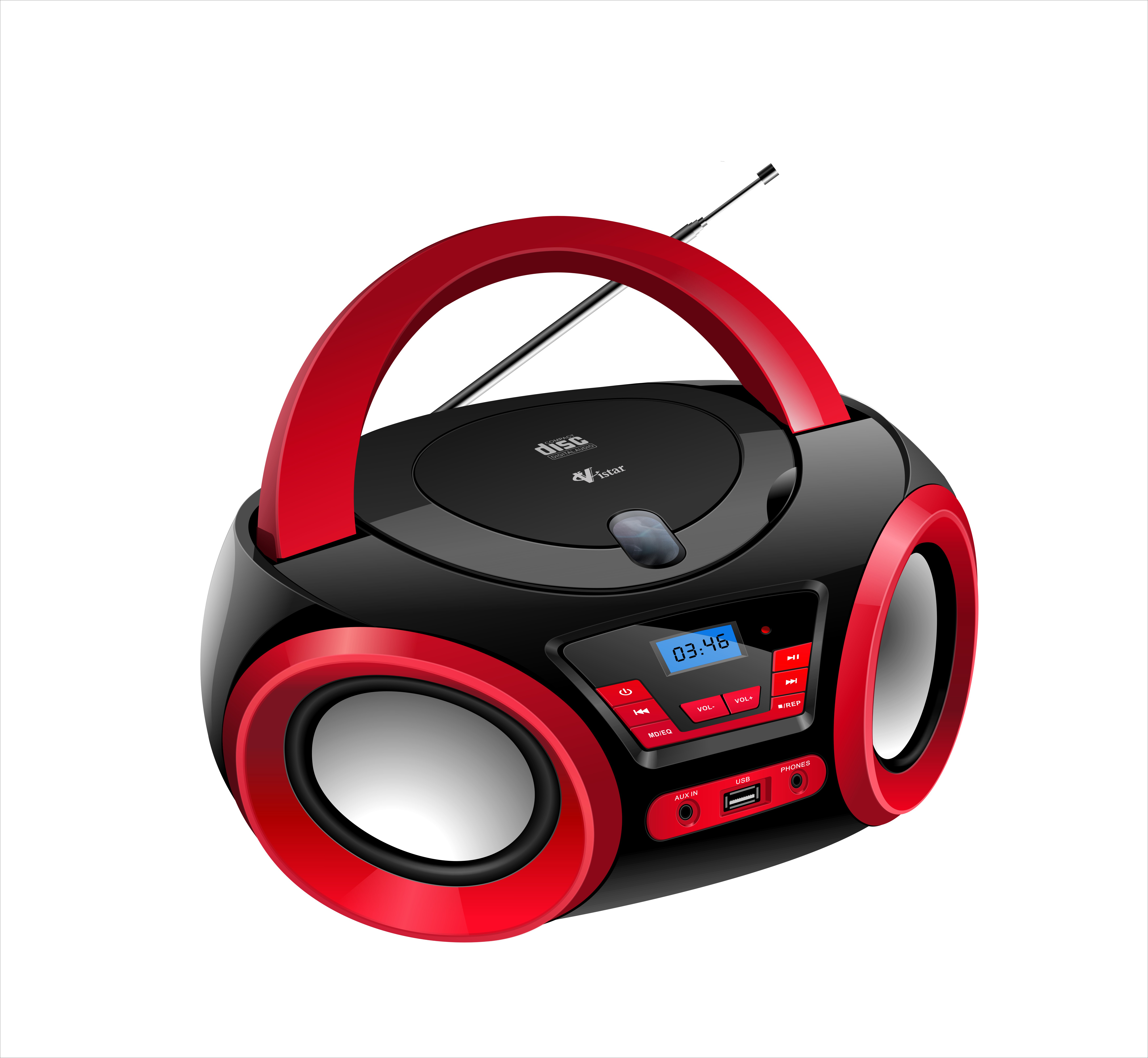 Portable CD Boombox with FM Radio and USB