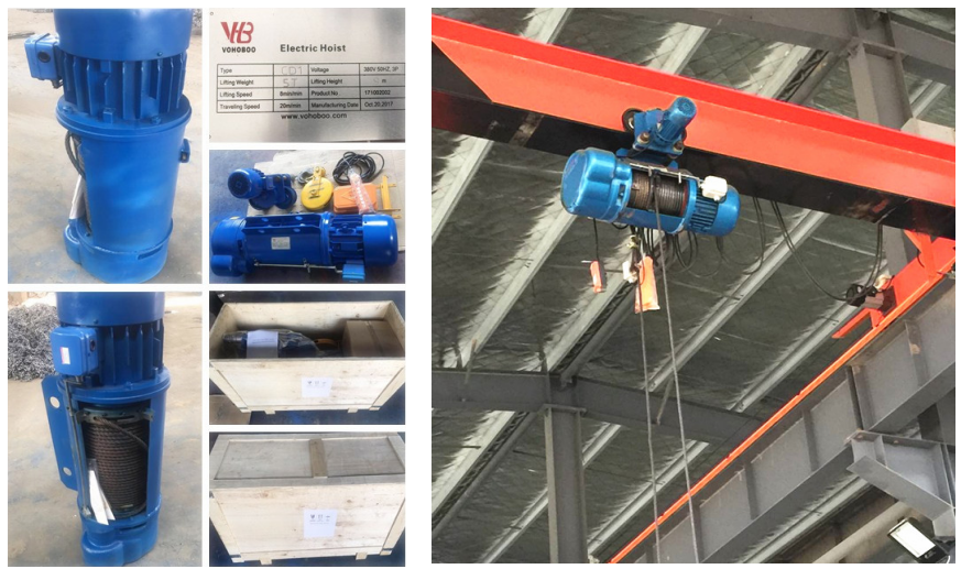 Technical nameplate of CD1 electric wire rope hoist showing specifications