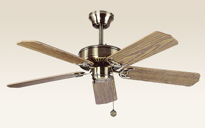 Antique Brass Finish Ceiling Fan with Wooden Blades