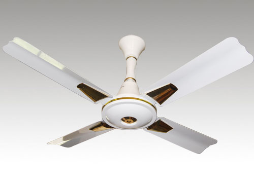 White Ceiling Fan with Gold Accents
