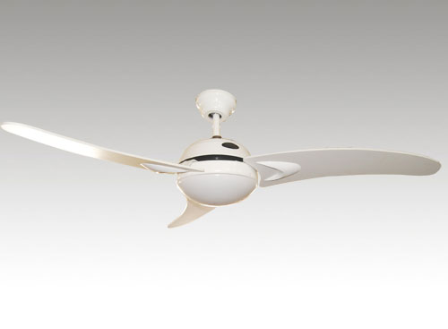 White Finish Ceiling Fan with Integrated Light