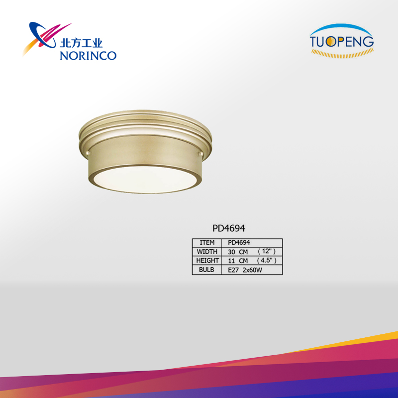Gold Finish Round Ceiling Light Fixture