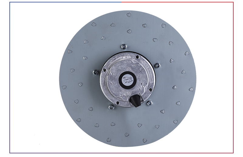 Close-up of the fan impeller and housing