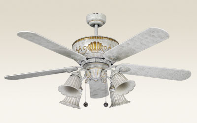 Ornate Ceiling Fan with Integrated Lighting