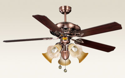 Antique Copper Finish Indoor Ceiling Fan with Light
