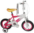 Children's Pink and White Bicycle with Training Wheels