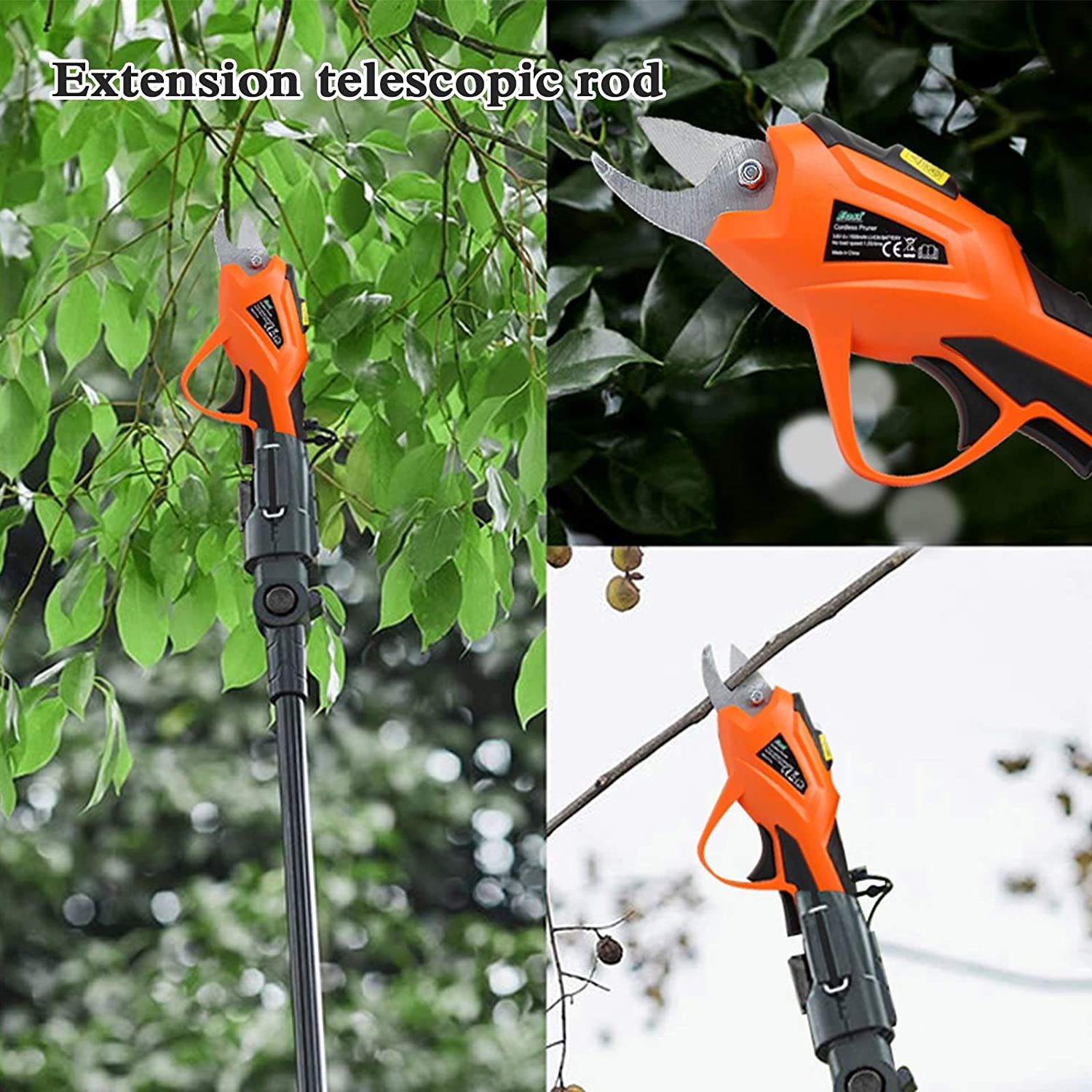 Cordless Electric Pruning Shears with Extension Pole