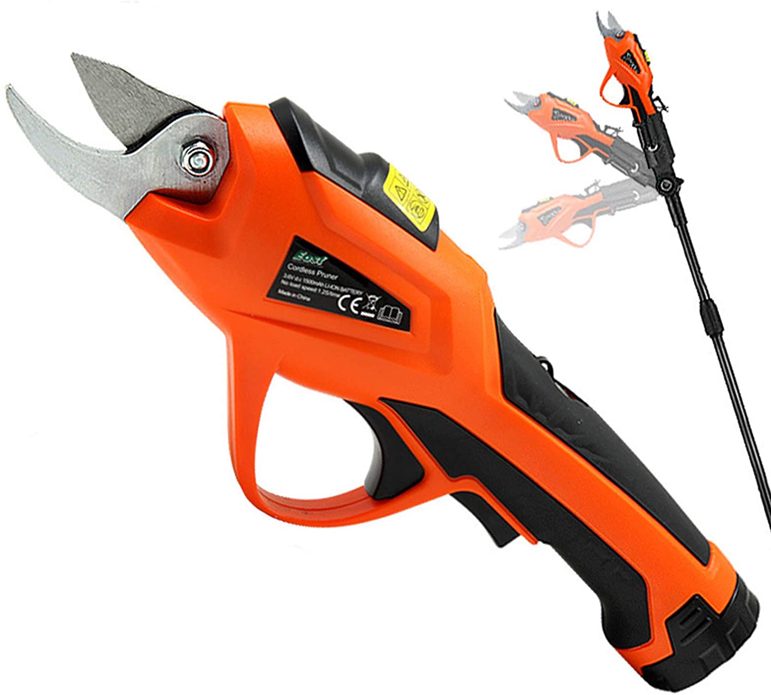 The cordless pruner unit showing the battery compartment and trigger assembly.