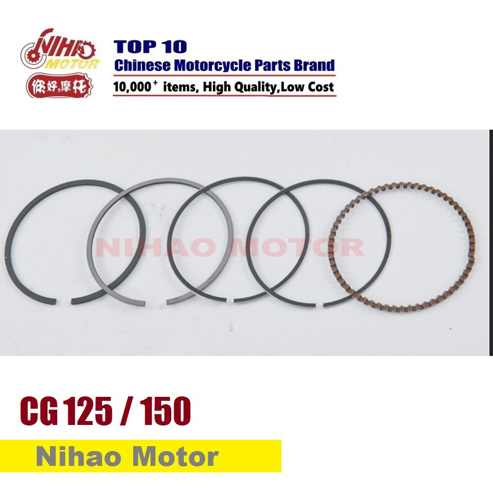 Close-up of piston ring set for motorcycle engine