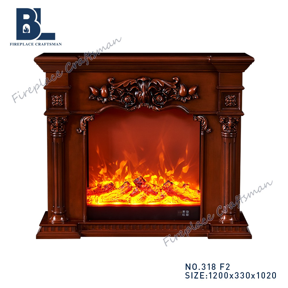 Cheap most realistic 60 inch rustic electric fireplace with mantel oak wood fire surround - Image 2