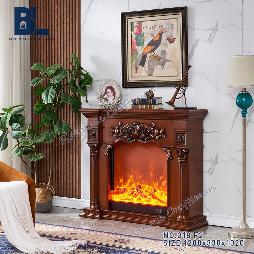 60-Inch Rustic Electric Fireplace with Oak Mantel