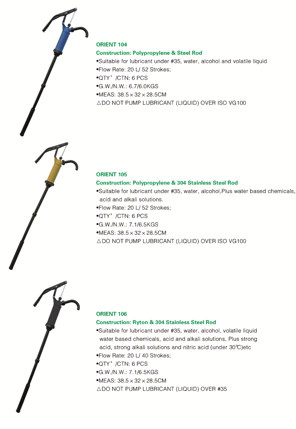 Hand Operated Chemical Transfer Pump