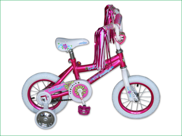 Children's Pink and White Bicycle with Training Wheels