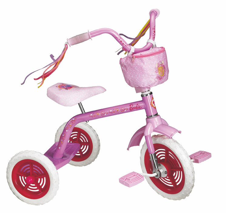 Children's Pink Steel Frame Tricycle with Basket