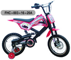 Kids' Pink and Black Motocross Bicycle with Training Wheels