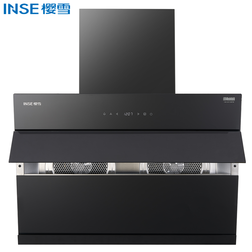 Black Steel and Glass Kitchen Range Hood