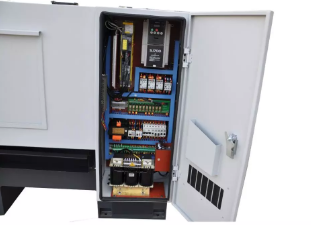 CNC lathe electrical cabinet showing control components