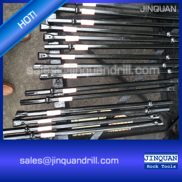 Integral drill rod with chisel bit and 19mm shank