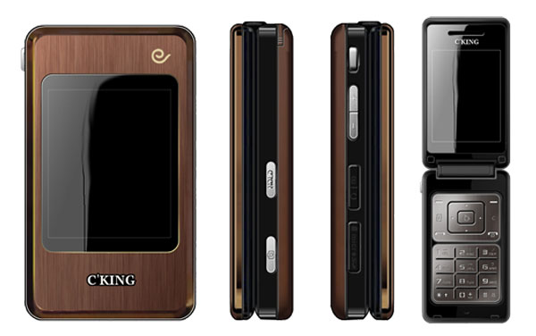 Dual-Screen Flip Phone with Metallic Finish