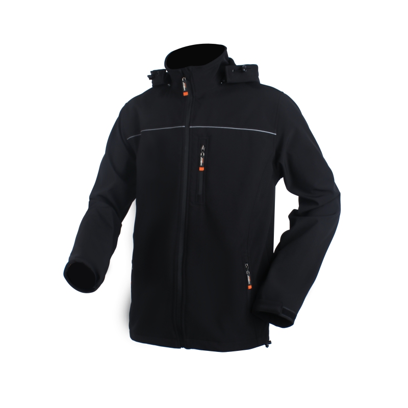 Black Softshell Jacket with Detachable Hood