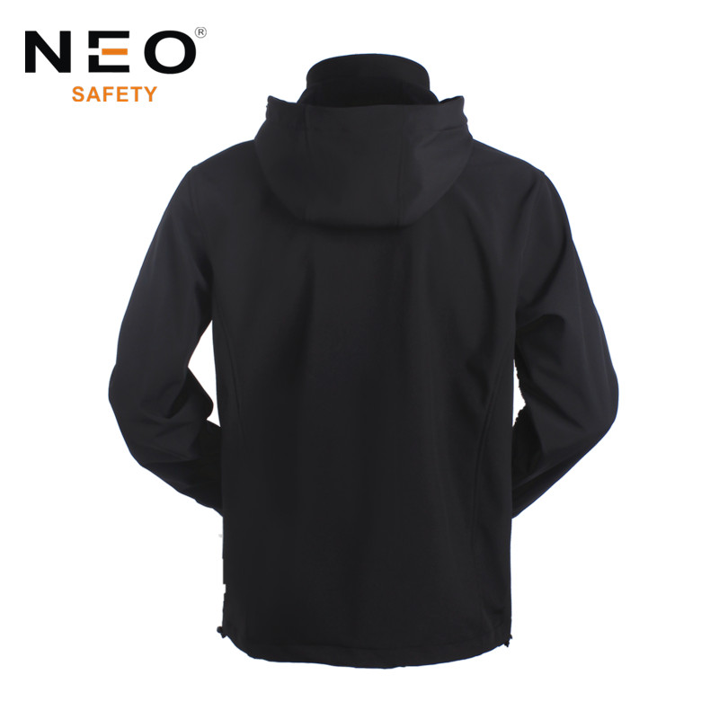 Black Softshell Jacket with Detachable Hood