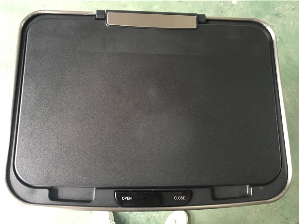 Top view of the sleek lid design with metallic trim