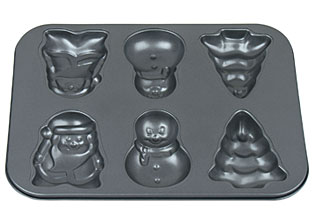 Holiday Character Baking Pan with Six Molds