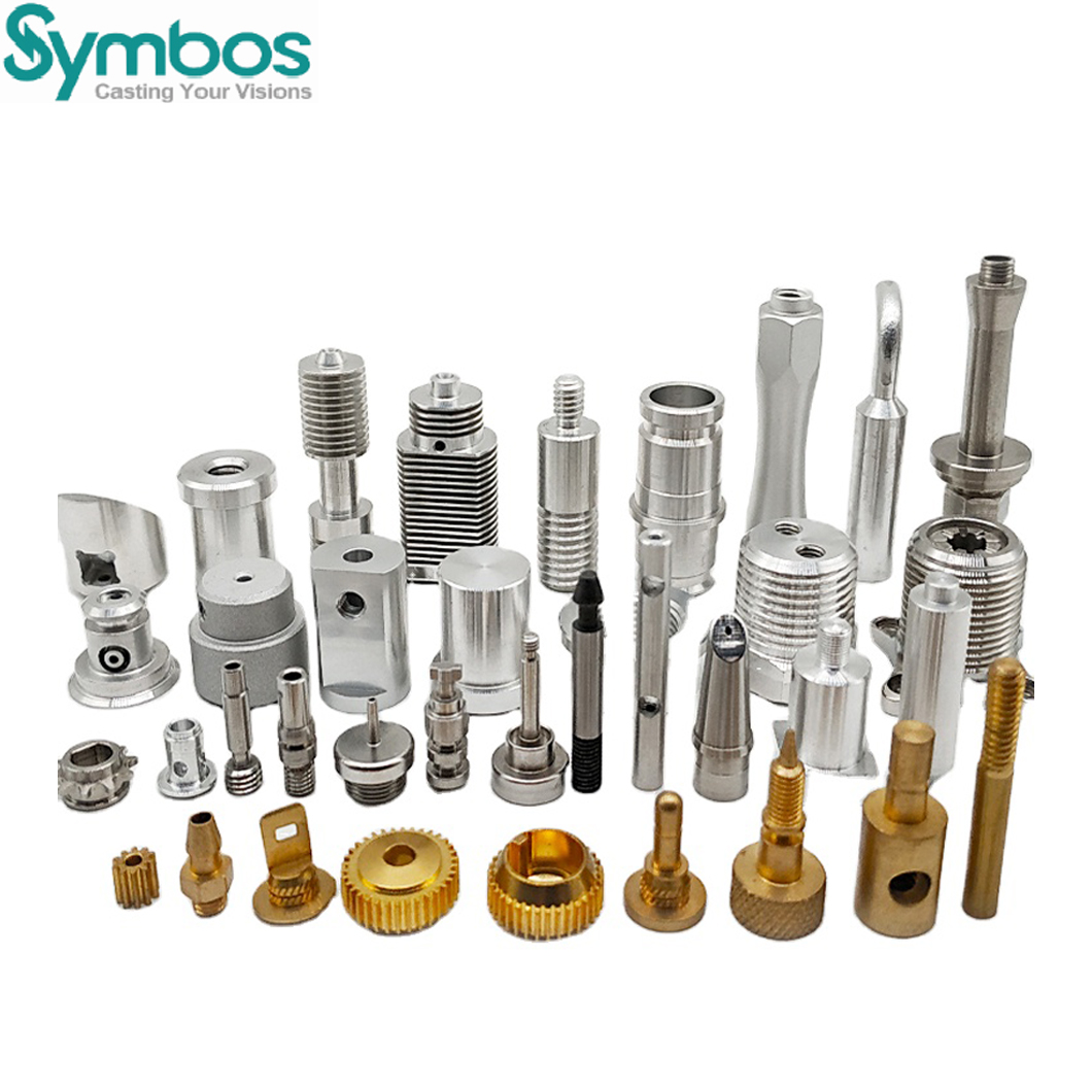 Assorted precision CNC machined parts in aluminum, brass, and steel