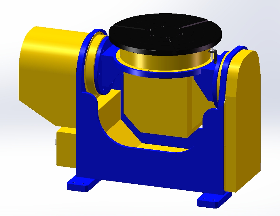 CNC welding positioner with robust frame and rotating table