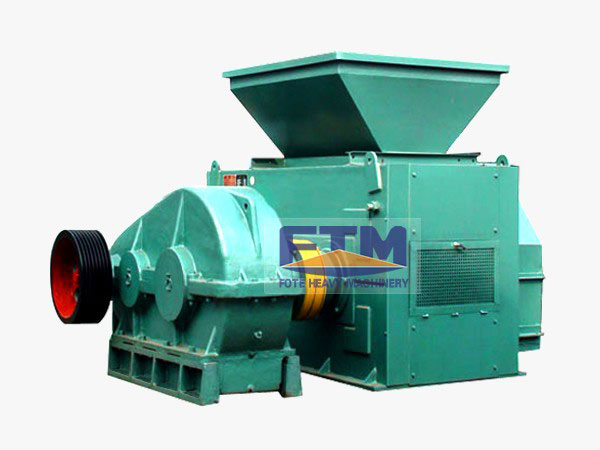 Industrial coal briquetting machine showing the roller pressing mechanism