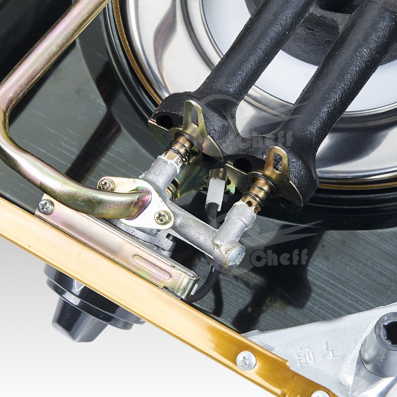 Top view of the burner assembly and pan support