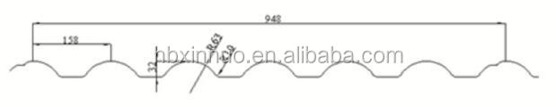 Technical drawing of glazed tile profile