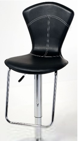 Adjustable Height Bar Stool with Faux Leather Seat