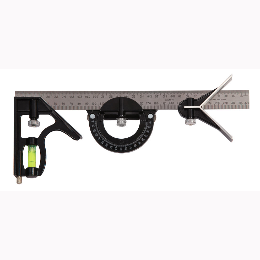 Combination Square Set with Square, Protractor, and Center Heads