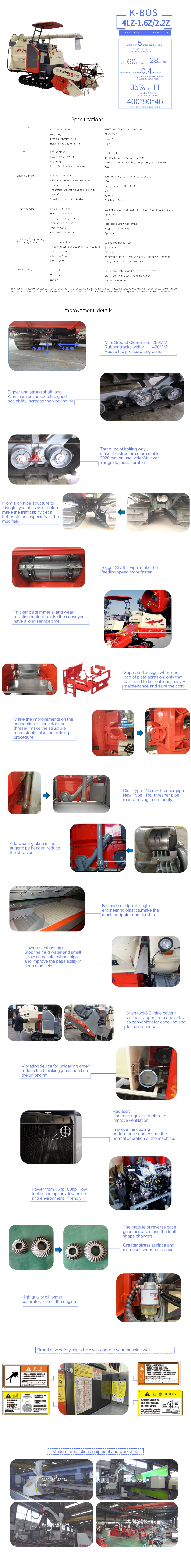 Technical specifications and design improvements of the 4LZ-2.2Z harvester