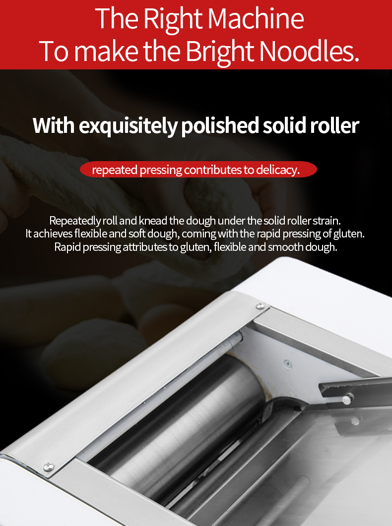 Polished solid roller for dough pressing
